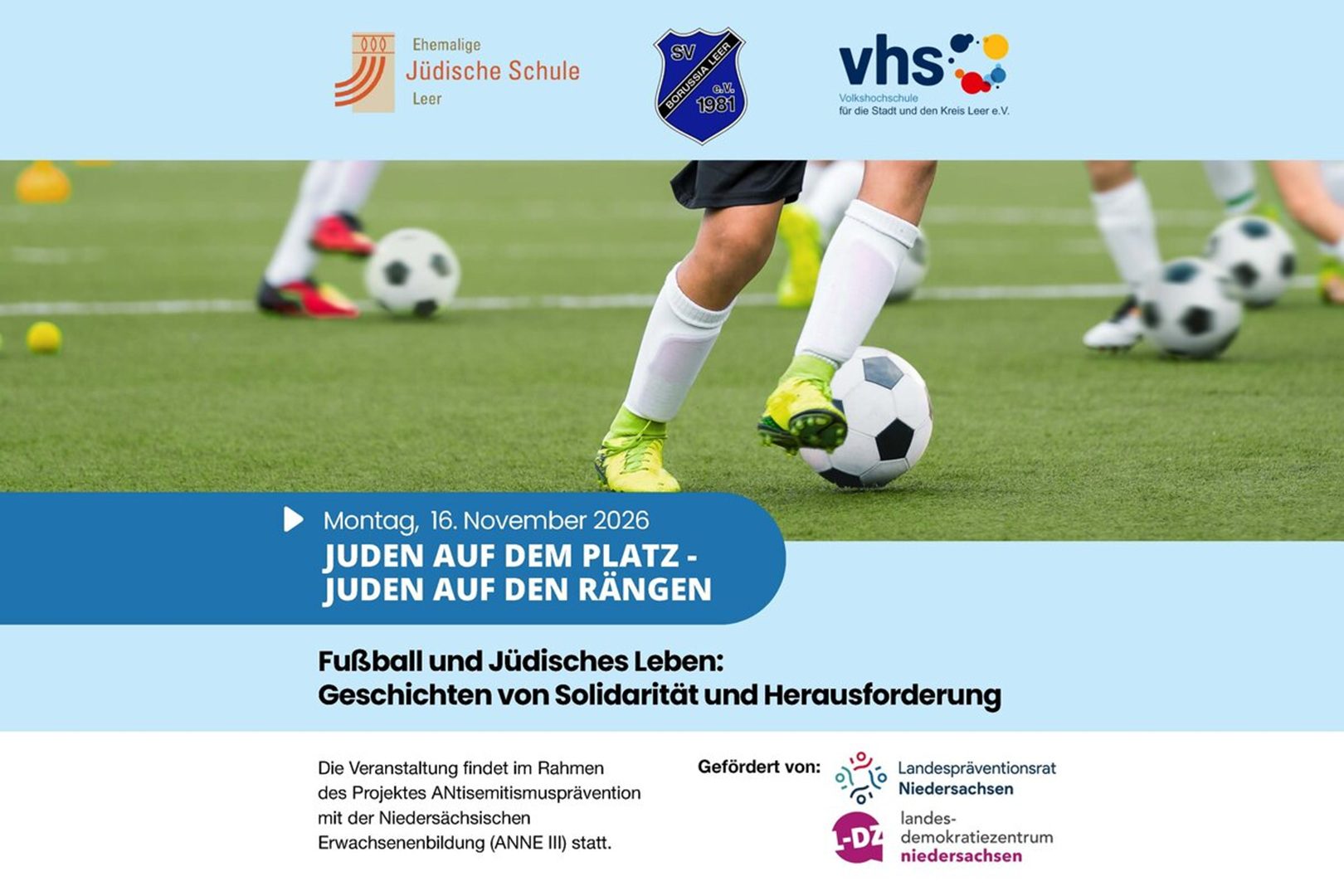 Lesung mit Monty Ott und Ruben Gerczikow: Juden auf dem Platz – Juden auf den Rängen . Fußball und Jüdisches Leben: Geschichten von Solidarität und Herausforderung