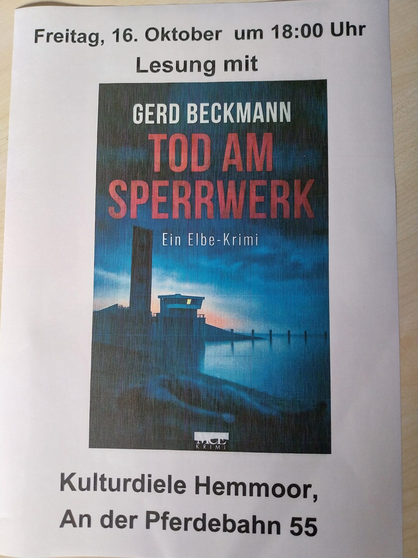 Lesung: Tod am Sperrwerk - Ein Elbe-Krimi
