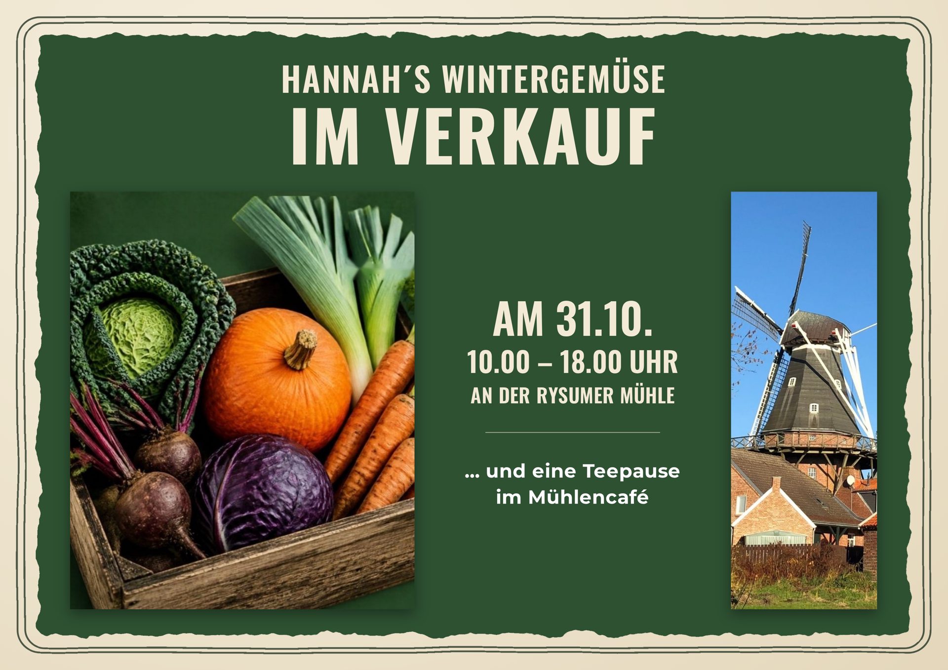Gemüseverkauf an der Rysumer Mühle