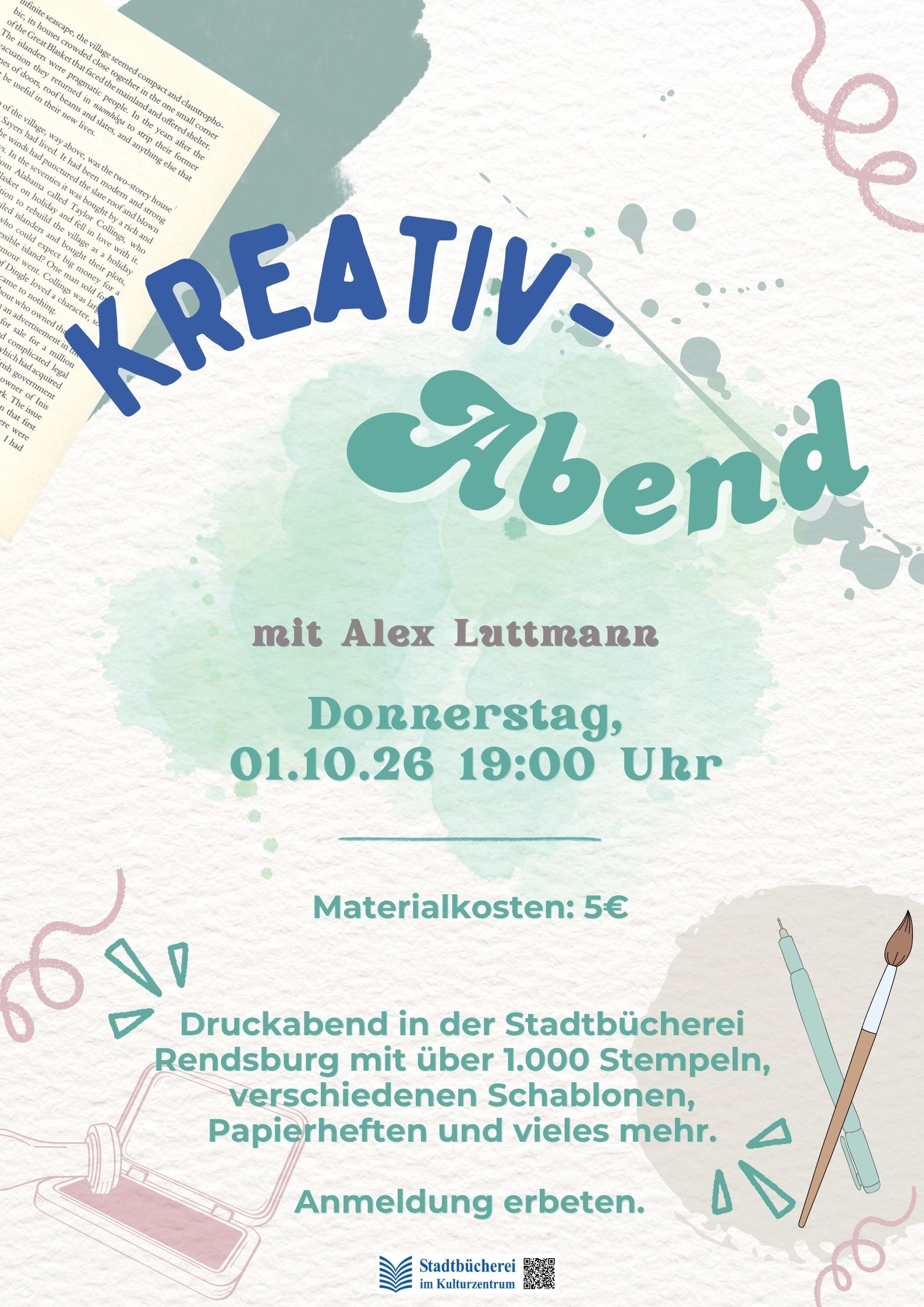 Kreativ-Abend mit Alex in der Stadtbücherei Rendsburg
