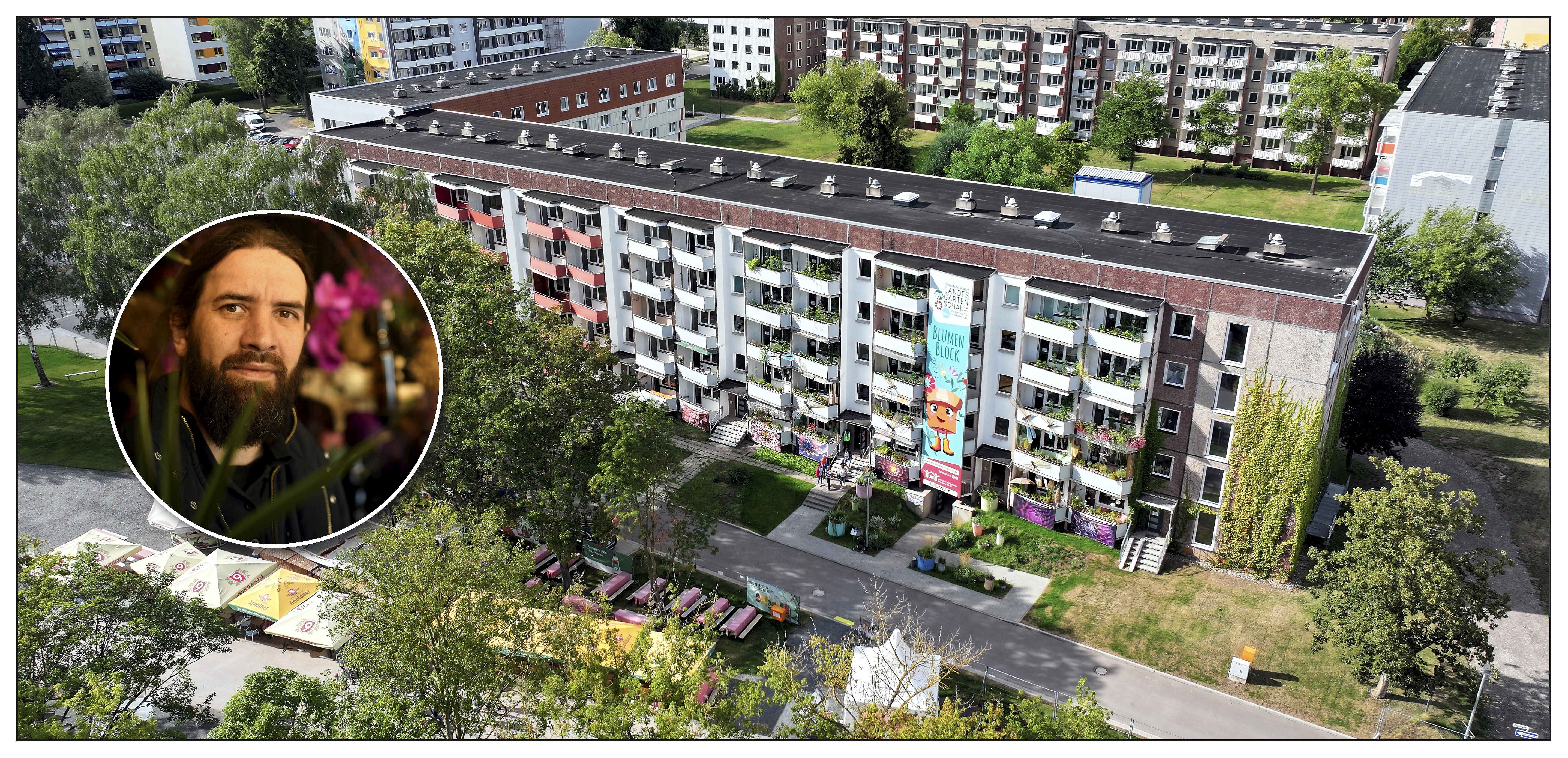 Umbauphase im Blumenblock der Landesgartenschau