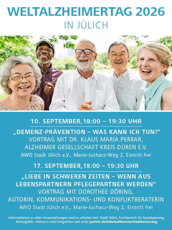 Vortragsreihe zum Welt-Alzheimertag: Demenz-Prävention – was kann ich tun?