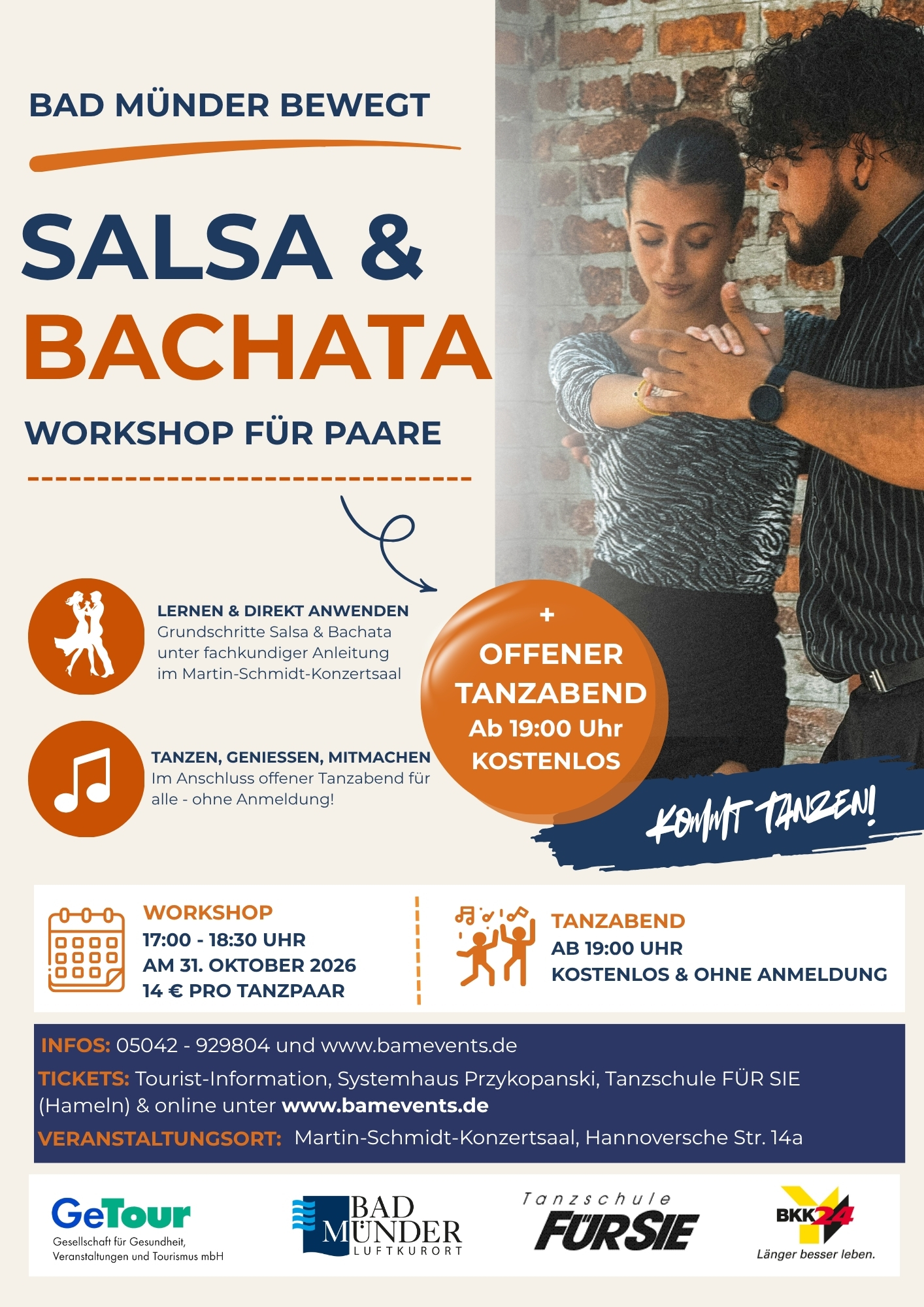 Tanz-Workshop für Paare: Salsa und Bachata