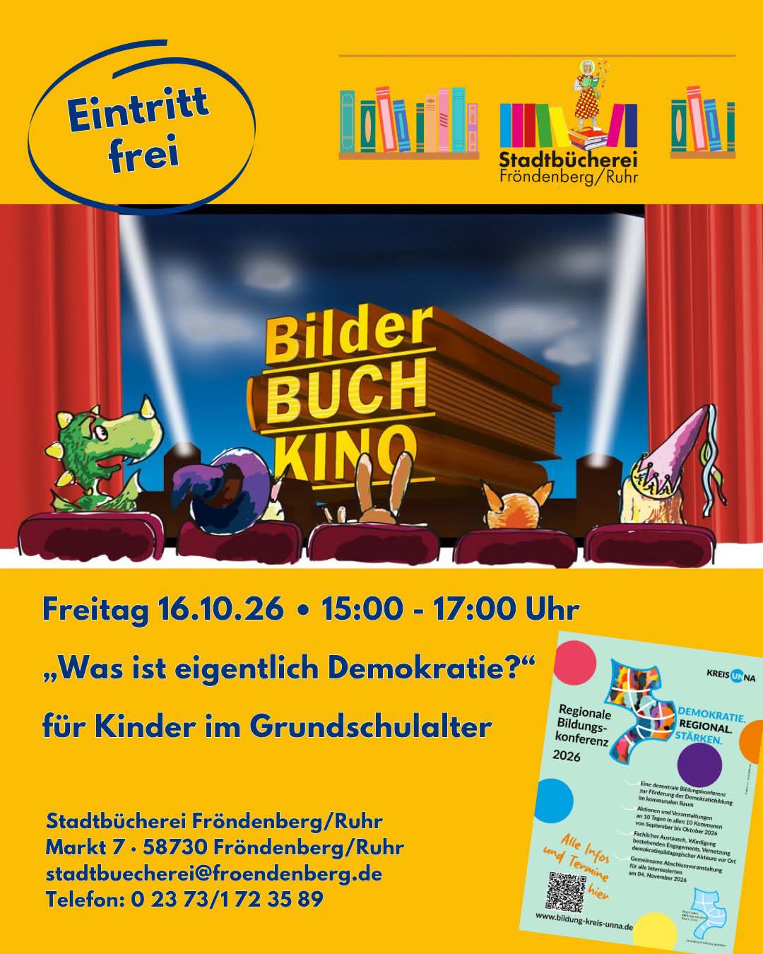 Bilderbuchkino „Was ist eigentlich Demokratie?“ mit Wahl- und Malaktion