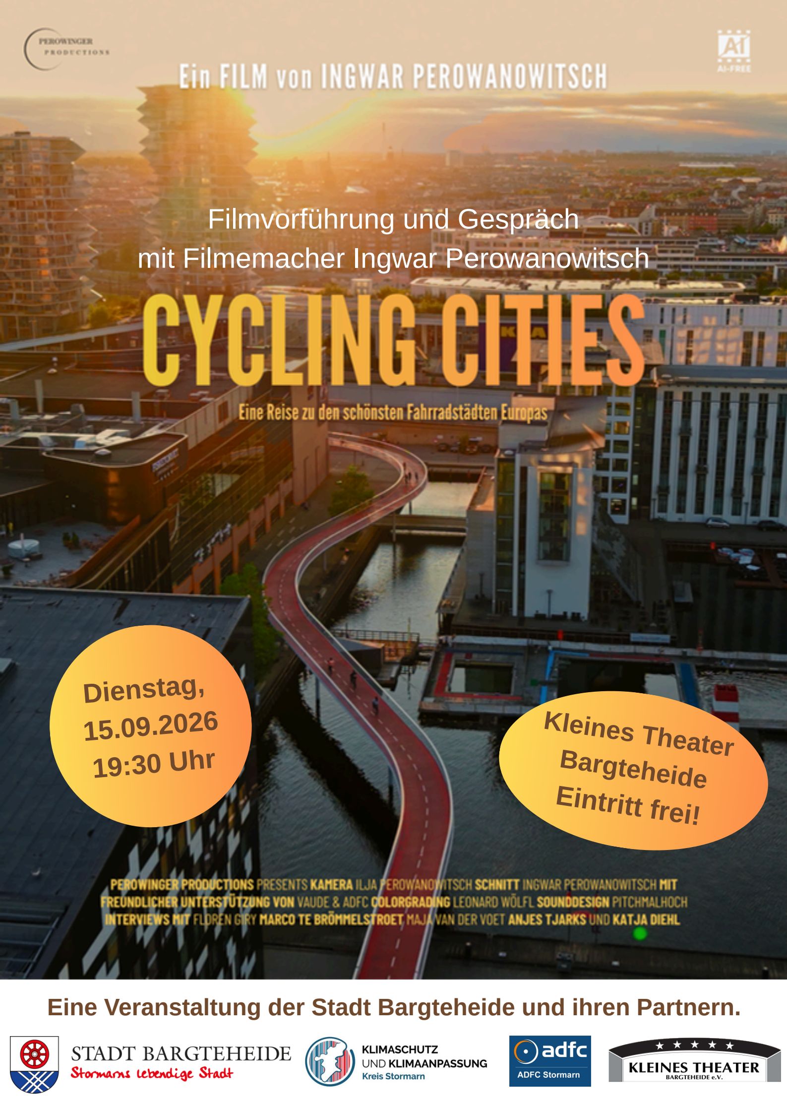 Dokumentarfilm „Cycling Cities“ mit Gespräch in Bargteheide